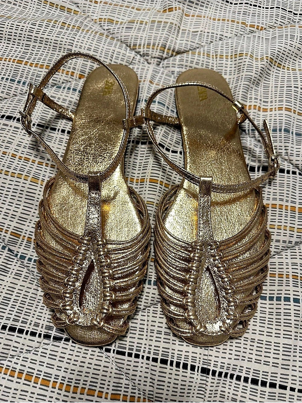 Zara Metallic Flat Cage Sandals
